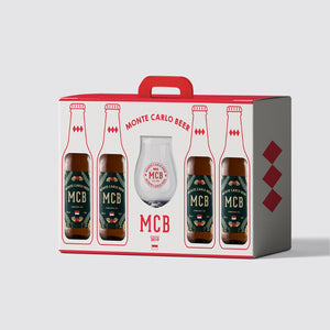 Coffret cadeau de bière de noël Monte Carlo Beer avec son verre à bière