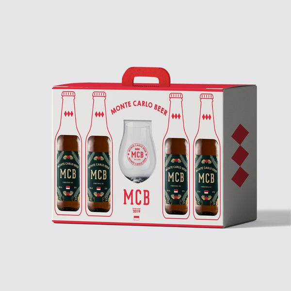 Coffret cadeau de bière de noël Monte Carlo Beer avec son verre à bière