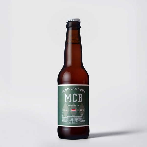 Bière artisanale India Pale Ale de Monte Carlo Beer sur fond blanc